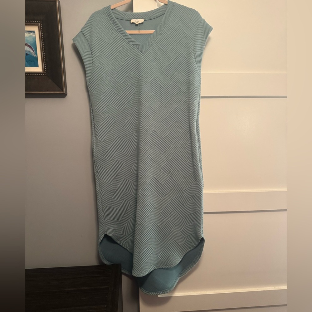 Entro High Low Textured Sage Green Dress